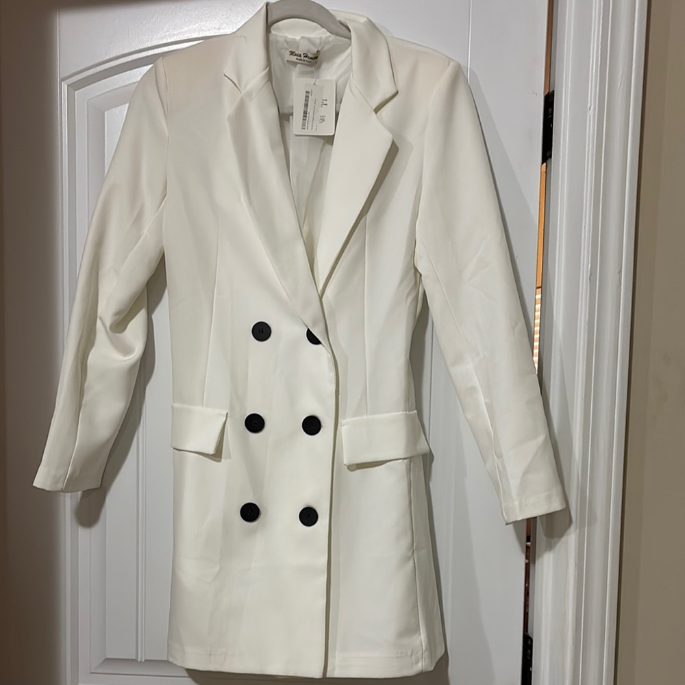 Nasty Gal White Double Breasted Blazer Dress